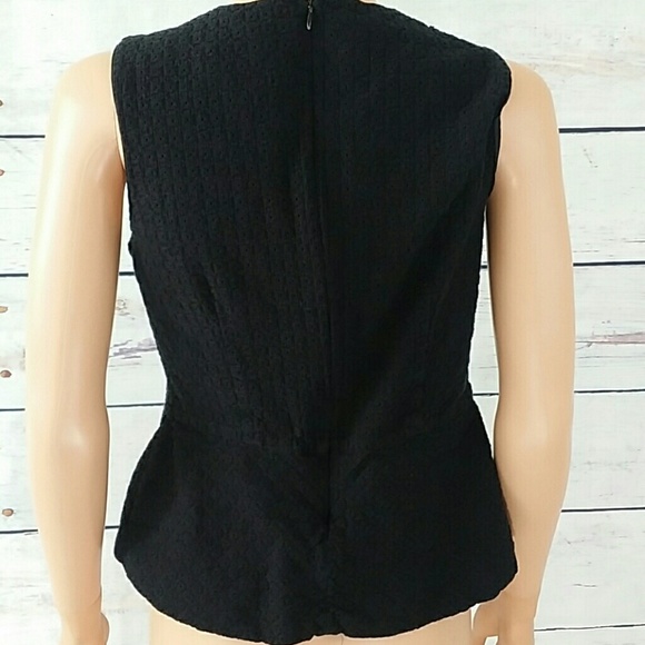 Liz Claiborne black peplum eyelet tank 6 - Picture 3 of 3